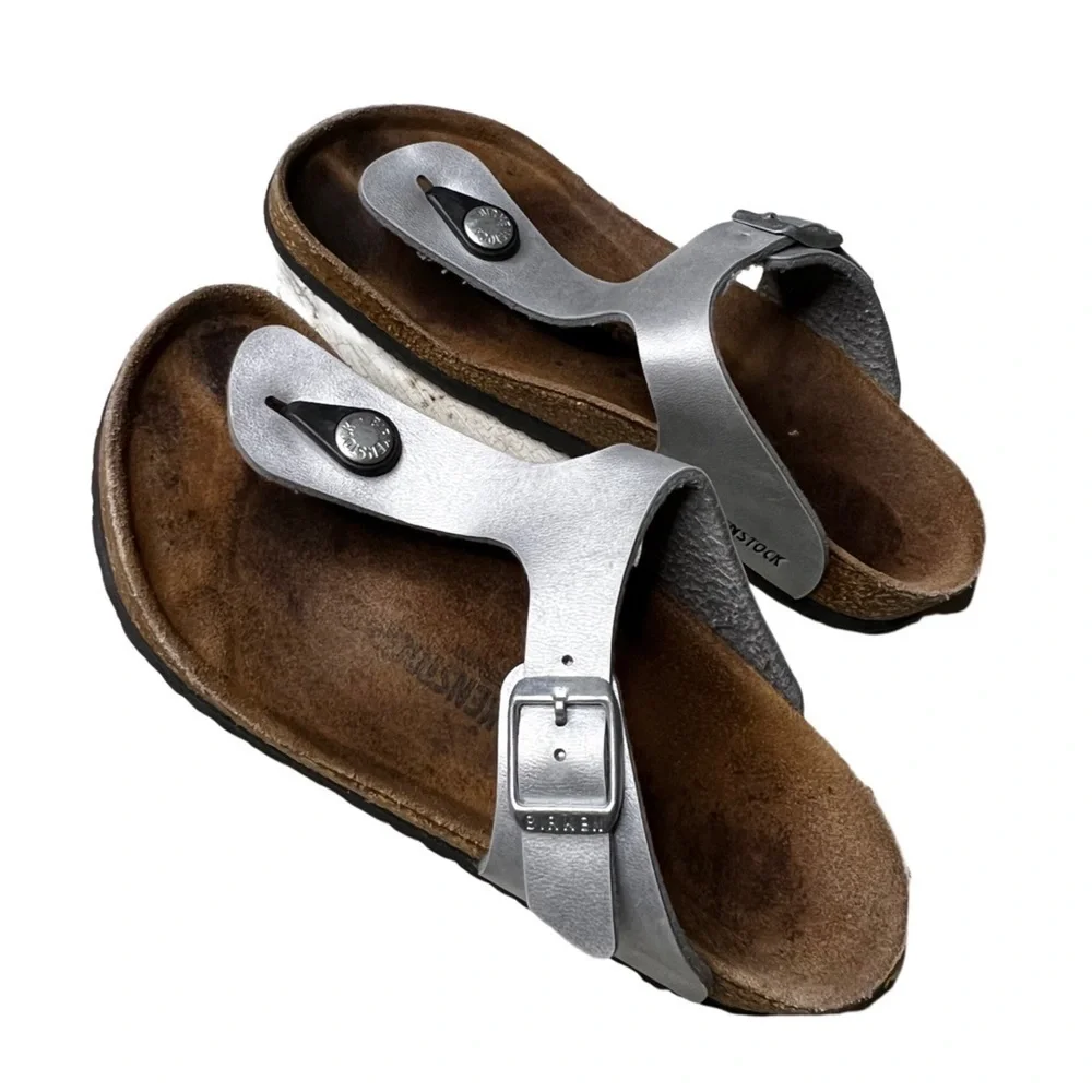 Birkenstock Silver Kids Gizeh Sandals size 32